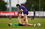 8 June 2025; Action during the LGFA All-Ireland U14 Bronze Final match between Limerick and Armagh at Coralstown/Kinnegad GAA in Westmeath. Photo by Ben McShane/Sportsfile