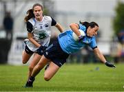 8 June 2025; Hannah Tyrrell of Dublin is tackled by Emma Murray of Waterford during the TG4 All-Ireland Senior Championship match between Waterford and Dublin at Dungarvan GAA Club in Dungarvan, Waterford. Photo by Seb Daly/Sportsfile