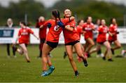 8 June 2025; Armagh players celebrate at the final whistle of the LGFA All-Ireland U14 Bronze Final match between Limerick and Armagh at Coralstown/Kinnegad GAA in Westmeath. Photo by Ben McShane/Sportsfile