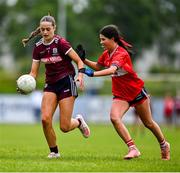 8 June 2025; Action from the LGFA All-Ireland U14 Platinum Final match between Cork and Galway at Nenagh Éire Óg GAA Club in Nenagh, Tipperary. Photo by Tyler Miller/Sportsfile