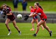 8 June 2025; Action from the LGFA All-Ireland U14 Platinum Final match between Cork and Galway at Nenagh Éire Óg GAA Club in Nenagh, Tipperary. Photo by Tyler Miller/Sportsfile