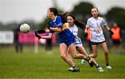 8 June 2025; Action during the LGFA All-Ireland U14 Silver Final match between Tipperary and Cavan at Coralstown/Kinnegad GAA in Westmeath. Photo by Ben McShane/Sportsfile
