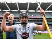 8 June 2025; David Qualter of Kildare celebrates after winning the Joe McDonagh Cup final match between Kildare and Laois at Croke Park in Dublin. Photo by John Sheridan/Sportsfile
