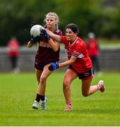 8 June 2025; Action from the LGFA All-Ireland U14 Platinum Final match between Cork and Galway at Nenagh Éire Óg GAA Club in Nenagh, Tipperary. Photo by Tyler Miller/Sportsfile