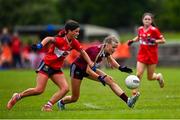 8 June 2025; Action from the LGFA All-Ireland U14 Platinum Final match between Cork and Galway at Nenagh Éire Óg GAA Club in Nenagh, Tipperary. Photo by Tyler Miller/Sportsfile