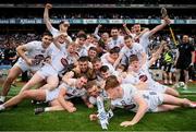 8 June 2025; The Kildare players celebrate after the Joe McDonagh Cup final match between Kildare and Laois at Croke Park in Dublin. Photo by Ramsey Cardy/Sportsfile