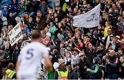 8 June 2025; Kildare supporters celebrate at the final whistle of the Joe McDonagh Cup final match between Kildare and Laois at Croke Park in Dublin. Photo by Ramsey Cardy/Sportsfile