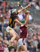 8 June 2025; Huw Lawlor of Kilkenny wins possession ahead of Brian Concannon of Galway during the Leinster GAA Senior Hurling Championship final match between Kilkenny and Galway at Croke Park in Dublin. Photo by Ramsey Cardy/Sportsfile