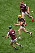 8 June 2025; Richie Reid of Kilkenny in action against Conor Whelan, top, and Cathal Mannion of Galway during the Leinster GAA Senior Hurling Championship final match between Kilkenny and Galway at Croke Park in Dublin. Photo by Piaras Ó Mídheach/Sportsfile