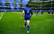 7 June 2025; Leinster captain Jack Conan walks onto the pitch before the United Rugby Championship semi-final match between Leinster and Glasgow Warriors at the Aviva Stadium in Dublin. Photo by Brendan Moran/Sportsfile