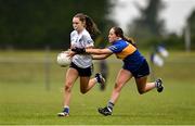 8 June 2025; Action during the LGFA All-Ireland U14 Silver Final match between Tipperary and Cavan at Coralstown/Kinnegad GAA in Westmeath. Photo by Ben McShane/Sportsfile