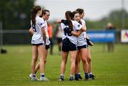 8 June 2025; Cavan players react after their defeat at the final whistle of the LGFA All-Ireland U14 Silver Final match between Tipperary and Cavan at Coralstown/Kinnegad GAA in Westmeath. Photo by Ben McShane/Sportsfile