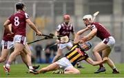 8 June 2025; Stephen Donnelly of Kilkenny in action against John Fleming of Galway during the Leinster GAA Senior Hurling Championship final match between Kilkenny and Galway at Croke Park in Dublin. Photo by Ramsey Cardy/Sportsfile