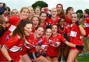 8 June 2025; Cork players celebrate after the LGFA All-Ireland U14 Platinum Final match between Cork and Galway at Nenagh Éire Óg GAA Club in Nenagh, Tipperary. Photo by Tyler Miller/Sportsfile