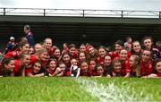 8 June 2025; Cork player celebrate with the cup after the LGFA All-Ireland U14 Platinum Final match between Cork and Galway at Nenagh Éire Óg GAA Club in Nenagh, Tipperary. Photo by Tyler Miller/Sportsfile