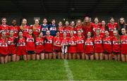 8 June 2025; Cork player celebrate with the cup after the LGFA All-Ireland U14 Platinum Final match between Cork and Galway at Nenagh Éire Óg GAA Club in Nenagh, Tipperary. Photo by Tyler Miller/Sportsfile