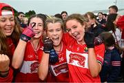 8 June 2025; Cork players celebrate after the LGFA All-Ireland U14 Platinum Final match between Cork and Galway at Nenagh Éire Óg GAA Club in Nenagh, Tipperary. Photo by Tyler Miller/Sportsfile