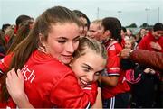 8 June 2025; Cork players celebrate after the LGFA All-Ireland U14 Platinum Final match between Cork and Galway at Nenagh Éire Óg GAA Club in Nenagh, Tipperary. Photo by Tyler Miller/Sportsfile