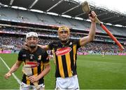 8 June 2025; Kilkenny players, from left, Cian Kenny and Richie Reid celebrate after winning the Leinster GAA Senior Hurling Championship final match between Kilkenny and Galway at Croke Park in Dublin. Photo by John Sheridan/Sportsfile