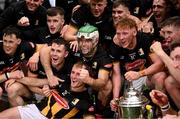 8 June 2025; The Kilkenny team celebrate with the Bob O'Keeffe Cup after the Leinster GAA Senior Hurling Championship final match between Kilkenny and Galway at Croke Park in Dublin. Photo by Ramsey Cardy/Sportsfile