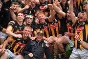 8 June 2025; Kilkenny players and kit man Rackard Cody celebrate after the Leinster GAA Senior Hurling Championship final match between Kilkenny and Galway at Croke Park in Dublin. Photo by Ray McManus/Sportsfile