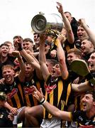 8 June 2025; Cian Kenny of Kilkenny lifts the Bob O'Keeffe Cup after the Leinster GAA Senior Hurling Championship final match between Kilkenny and Galway at Croke Park in Dublin. Photo by Ramsey Cardy/Sportsfile
