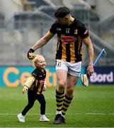 8 June 2025; TJ Reid of Kilkenny with his daughter Harper after the Leinster GAA Senior Hurling Championship final match between Kilkenny and Galway at Croke Park in Dublin. Photo by Ramsey Cardy/Sportsfile