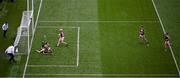 8 June 2025; Martin Keoghan of Kilkenny, 15, shoots to score his side's first goal past Galway goalkeeper Eanna Murphy during the Leinster GAA Senior Hurling Championship final match between Kilkenny and Galway at Croke Park in Dublin. Photo by Ray McManus/Sportsfile