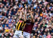 8 June 2025; TJ Reid of Kilkenny wins possession ahead of Fintan Burke of Galway during the Leinster GAA Senior Hurling Championship final match between Kilkenny and Galway at Croke Park in Dublin. Photo by Ray McManus/Sportsfile