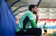 9 June 2025; Andrew Omobamidele during a Republic of Ireland training session at the Stade de Luxembourg in Luxembourg. Photo by Stephen McCarthy/Sportsfile