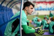 9 June 2025; Goalkeeper Max O'Leary during a Republic of Ireland training session at the Stade de Luxembourg in Luxembourg. Photo by Stephen McCarthy/Sportsfile