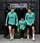 9 June 2025; Jack Taylor, left, and Kasey McAteer during a Republic of Ireland training session at the Stade de Luxembourg in Luxembourg. Photo by Stephen McCarthy/Sportsfile