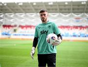 9 June 2025; Goalkeeper Josh Keeley during a Republic of Ireland training session at the Stade de Luxembourg in Luxembourg. Photo by Stephen McCarthy/Sportsfile