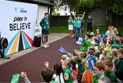 9 June 2025; Dare to Believe ambassador Daire Lynch at Lisronagh National School, Clonmel, as part of the Dare to Believe programme to inspire the next generation, sponsored by Allianz. Photo by David Fitzgerald/Sportsfile