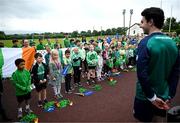 9 June 2025; Dare to Believe ambassador Daire Lynch at Lisronagh National School, Clonmel, as part of the Dare to Believe programme to inspire the next generation, sponsored by Allianz. Photo by David Fitzgerald/Sportsfile