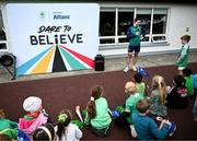 9 June 2025; Dare to Believe ambassador Daire Lynch at Lisronagh National School, Clonmel, as part of the Dare to Believe programme to inspire the next generation, sponsored by Allianz. Photo by David Fitzgerald/Sportsfile