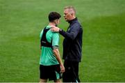 9 June 2025; Head coach Heimir Hallgrimsson and Robbie Brady during a Republic of Ireland training session at the Stade de Luxembourg in Luxembourg. Photo by Stephen McCarthy/Sportsfile