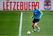 9 June 2025; Jake O'Brien during a Republic of Ireland training session at the Stade de Luxembourg in Luxembourg. Photo by Stephen McCarthy/Sportsfile