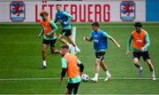 9 June 2025; Jason Knight and Troy Parrott, right, during a Republic of Ireland training session at the Stade de Luxembourg in Luxembourg. Photo by Stephen McCarthy/Sportsfile