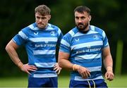9 June 2025; Rónan Kelleher, right, and Garry Ringrose during a Leinster Rugby squad training session at UCD in Dublin. Photo by Piaras Ó Mídheach/Sportsfile