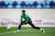 9 June 2025; Goalkeeper Max O'Leary during a Republic of Ireland training session at the Stade de Luxembourg in Luxembourg. Photo by Stephen McCarthy/Sportsfile
