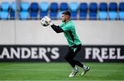 9 June 2025; Goalkeeper Josh Keeley during a Republic of Ireland training session at the Stade de Luxembourg in Luxembourg. Photo by Stephen McCarthy/Sportsfile