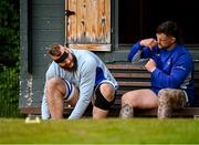 9 June 2025; RG Snyman, left, and Andrew Porter during a Leinster Rugby squad training session at UCD in Dublin. Photo by Piaras Ó Mídheach/Sportsfile