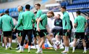 9 June 2025; Liam Scales solos the ball in a gaelic football style during a Republic of Ireland training session at the Stade de Luxembourg in Luxembourg. Photo by Stephen McCarthy/Sportsfile