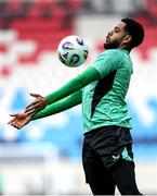 9 June 2025; Andrew Omobamidele during a Republic of Ireland training session at the Stade de Luxembourg in Luxembourg. Photo by Stephen McCarthy/Sportsfile
