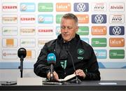 9 June 2025; Head coach Heimir Hallgrimsson during a Republic of Ireland press conference at the Stade de Luxembourg in Luxembourg. Photo by Stephen McCarthy/Sportsfile