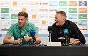 9 June 2025; Head coach Heimir Hallgrimsson and Nathan Collins during a Republic of Ireland press conference at the Stade de Luxembourg in Luxembourg. Photo by Stephen McCarthy/Sportsfile