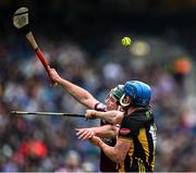 8 June 2025; John Donnelly of Kilkenny and Gavin Lee of Galway both miss a dropping sliotar during the Leinster GAA Senior Hurling Championship final match between Kilkenny and Galway at Croke Park in Dublin. Photo by Ray McManus/Sportsfile