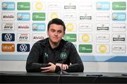 9 June 2025; Communications manager Kieran Crowley during a Republic of Ireland press conference at the Stade de Luxembourg in Luxembourg. Photo by Stephen McCarthy/Sportsfile