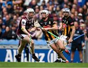 8 June 2025; Cian Kenny of Kilkenny is tackled by Padraic Mannion of Galway during the Leinster GAA Senior Hurling Championship final match between Kilkenny and Galway at Croke Park in Dublin. Photo by Ray McManus/Sportsfile